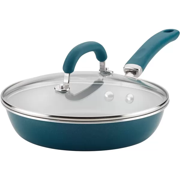 imageRachael Ray Create Delicious Deep Nonstick Frying Pan  Fry Pan  Skillet with Lid  95 Inch RedTeal Shimmer