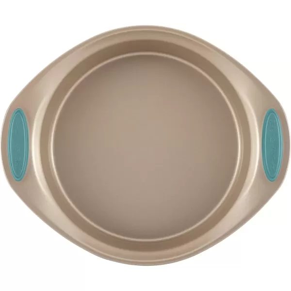 imageRachael Ray Cucina Bakeware Set Includes Nonstick Bread Baking Cookie Sheet and Cake Pans 5 Piece Latte Brown with Agave Blue GripsLatte Brown with Agave Blue Grips