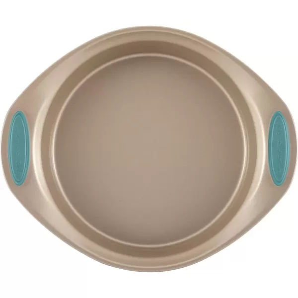 imageRachael Ray Cucina Bakeware Set Includes Nonstick Bread Baking Cookie Sheet and Cake Pans 5 Piece Latte Brown with Agave Blue GripsLatte Brown with Agave Blue Grips