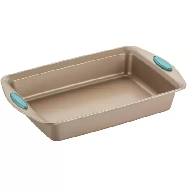 imageRachael Ray Cucina Bakeware Set Includes Nonstick Bread Baking Cookie Sheet and Cake Pans 5 Piece Latte Brown with Agave Blue GripsLatte Brown with Agave Blue Grips