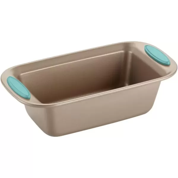 imageRachael Ray Cucina Bakeware Set Includes Nonstick Bread Baking Cookie Sheet and Cake Pans 5 Piece Latte Brown with Agave Blue GripsLatte Brown with Agave Blue Grips