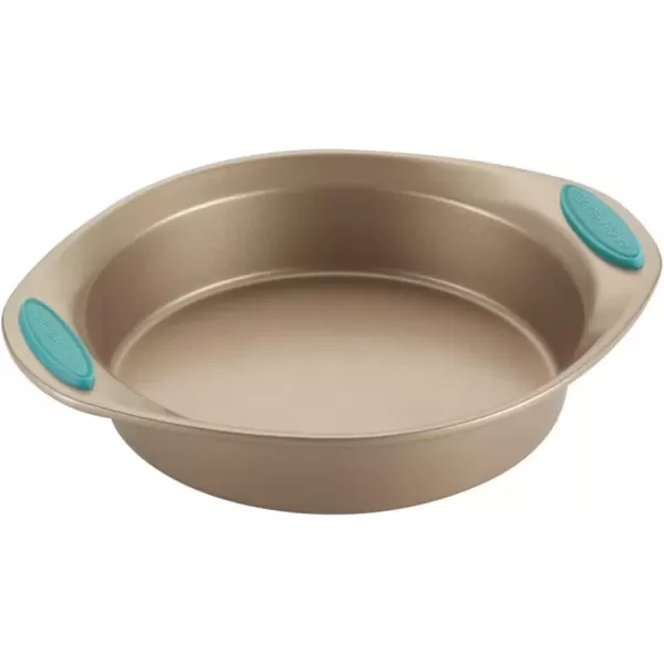 imageRachael Ray Cucina Bakeware Set Includes Nonstick Bread Baking Cookie Sheet and Cake Pans 5 Piece Latte Brown with Agave Blue GripsLatte Brown with Agave Blue Grips