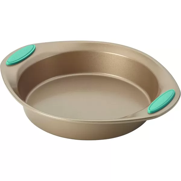 imageRachael Ray Cucina Bakeware Set Includes Nonstick Bread Baking Cookie Sheet and Cake Pans 5 Piece Latte Brown with Agave Blue GripsLatte Brown with Agave Blue Grips