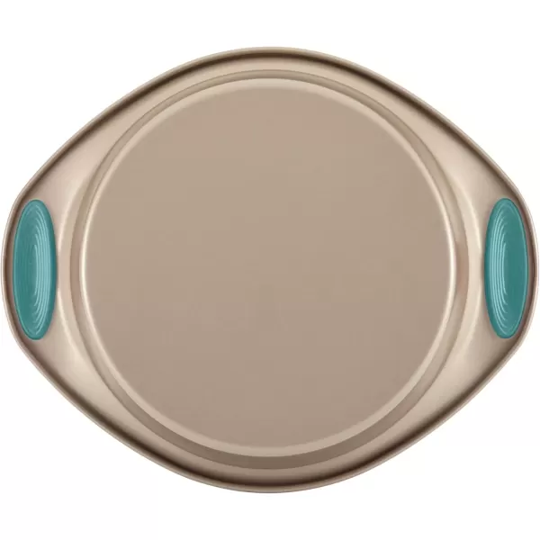 imageRachael Ray Cucina Bakeware Set Includes Nonstick Bread Baking Cookie Sheet and Cake Pans 5 Piece Latte Brown with Agave Blue GripsLatte Brown with Agave Blue Grips