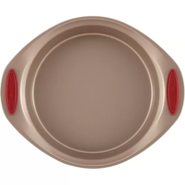 imageRachael Ray Cucina Bakeware Set Includes Nonstick Bread Baking Cookie Sheet and Cake Pans 5 Piece Latte Brown with Agave Blue GripsLatte Brown with Cranberry Red Grips