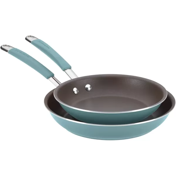 imageRachael Ray Cucina Ceramic Nonstick Saute Pan with Lid 3 Quart Non Stick Sauteuse Pan Dishwasher Safe  AlmondAgave Blue