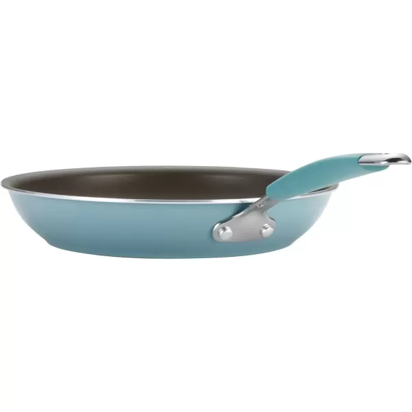imageRachael Ray Cucina Ceramic Nonstick Saute Pan with Lid 3 Quart Non Stick Sauteuse Pan Dishwasher Safe  AlmondAgave Blue