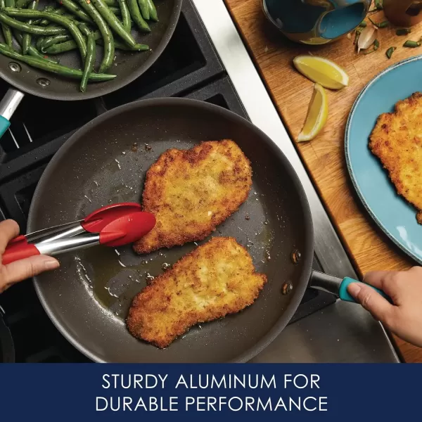 imageRachael Ray Cucina Ceramic Nonstick Saute Pan with Lid 3 Quart Non Stick Sauteuse Pan Dishwasher Safe  AlmondAgave Blue