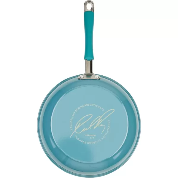 imageRachael Ray Cucina Ceramic Nonstick Saute Pan with Lid 3 Quart Non Stick Sauteuse Pan Dishwasher Safe  AlmondAgave Blue