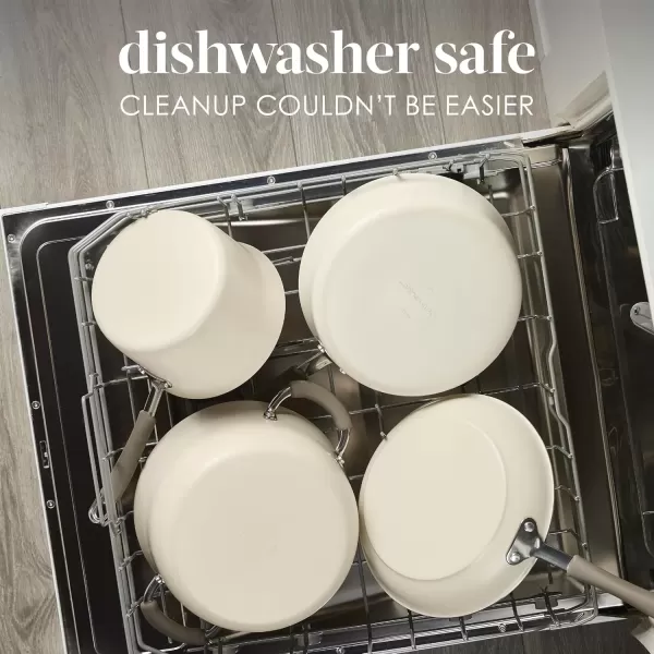 imageRachael Ray Cucina Ceramic Nonstick Saute Pan with Lid 3 Quart Non Stick Sauteuse Pan Dishwasher Safe  AlmondAlmond