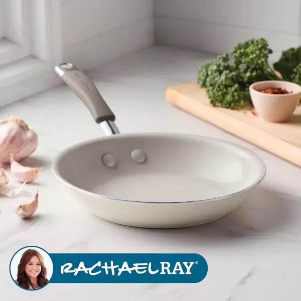 imageRachael Ray Cucina Ceramic Nonstick Saute Pan with Lid 3 Quart Non Stick Sauteuse Pan Dishwasher Safe  AlmondAlmond