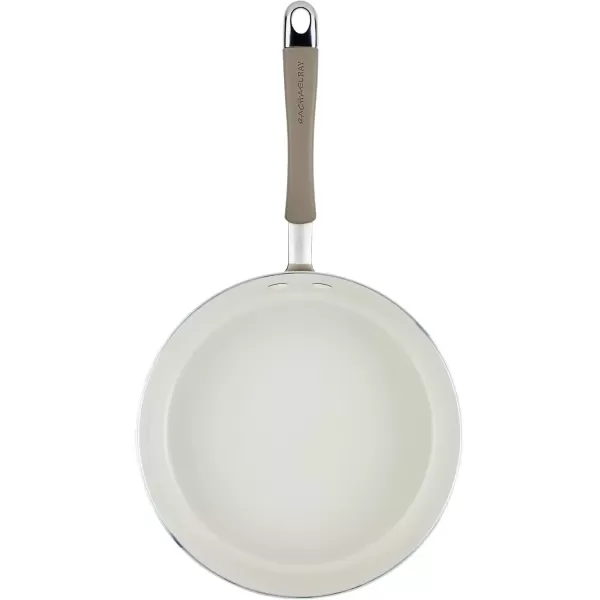 imageRachael Ray Cucina Ceramic Nonstick Saute Pan with Lid 3 Quart Non Stick Sauteuse Pan Dishwasher Safe  AlmondAlmond
