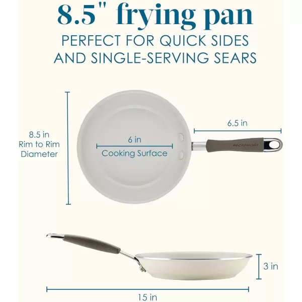 imageRachael Ray Cucina Ceramic Nonstick Saute Pan with Lid 3 Quart Non Stick Sauteuse Pan Dishwasher Safe  AlmondAlmond