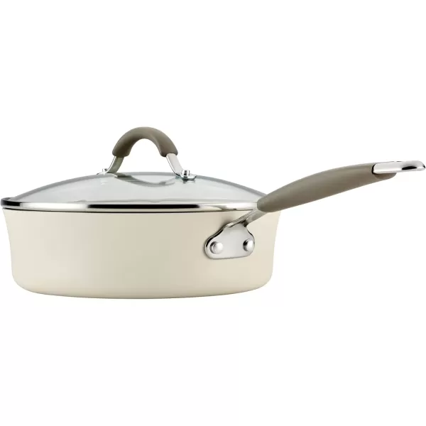imageRachael Ray Cucina Ceramic Nonstick Saute Pan with Lid 3 Quart Non Stick Sauteuse Pan Dishwasher Safe  AlmondAlmond