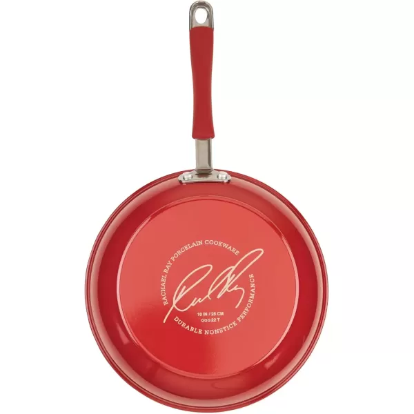 imageRachael Ray Cucina Ceramic Nonstick Saute Pan with Lid 3 Quart Non Stick Sauteuse Pan Dishwasher Safe  AlmondCranberry Red