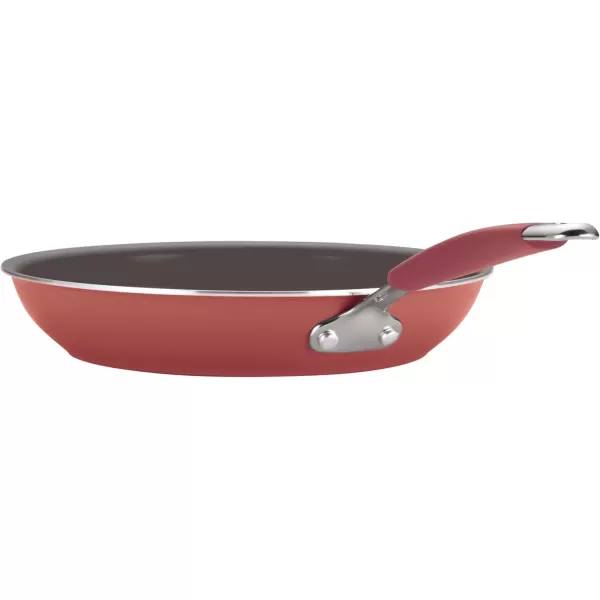 imageRachael Ray Cucina Ceramic Nonstick Saute Pan with Lid 3 Quart Non Stick Sauteuse Pan Dishwasher Safe  AlmondCranberry Red