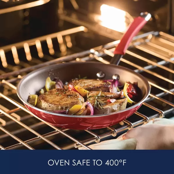 imageRachael Ray Cucina Ceramic Nonstick Saute Pan with Lid 3 Quart Non Stick Sauteuse Pan Dishwasher Safe  AlmondCranberry Red