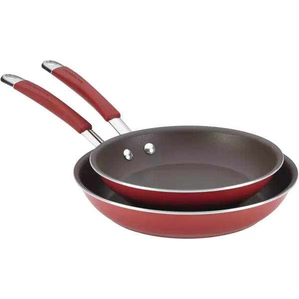imageRachael Ray Cucina Ceramic Nonstick Saute Pan with Lid 3 Quart Non Stick Sauteuse Pan Dishwasher Safe  AlmondCranberry Red