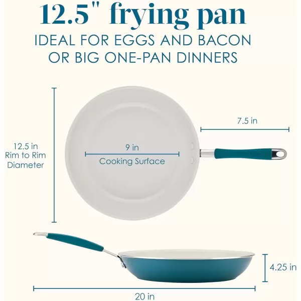 imageRachael Ray Cucina Ceramic Nonstick Saute Pan with Lid 3 Quart Non Stick Sauteuse Pan Dishwasher Safe  AlmondMarine Blue