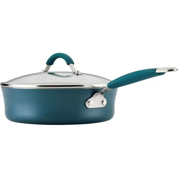 imageRachael Ray Cucina Ceramic Nonstick Saute Pan with Lid 3 Quart Non Stick Sauteuse Pan Dishwasher Safe  AlmondMarine Blue