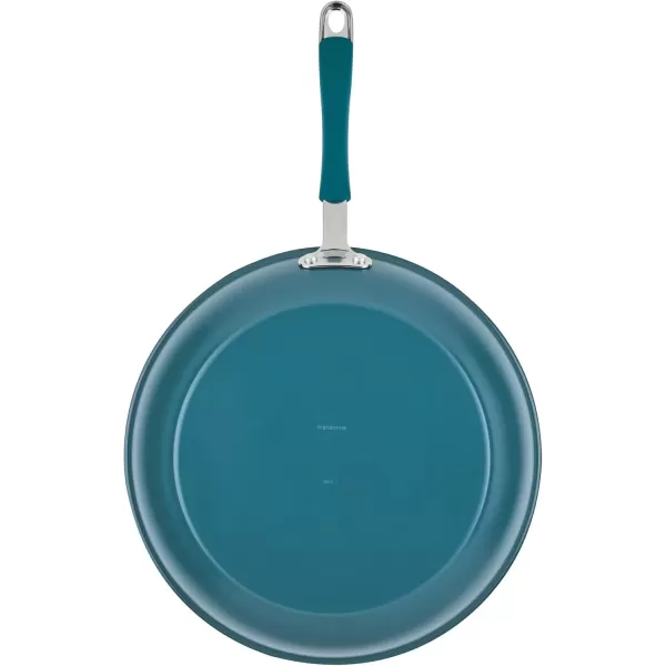imageRachael Ray Cucina Ceramic Nonstick Saute Pan with Lid 3 Quart Non Stick Sauteuse Pan Dishwasher Safe  AlmondMarine Blue