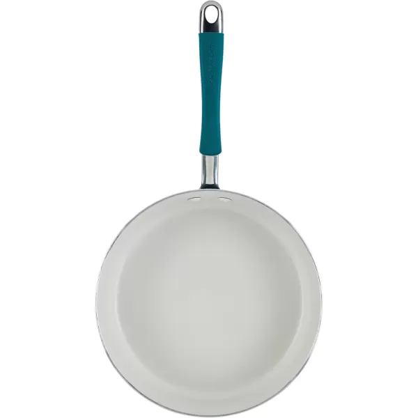 imageRachael Ray Cucina Ceramic Nonstick Saute Pan with Lid 3 Quart Non Stick Sauteuse Pan Dishwasher Safe  AlmondMarine Blue