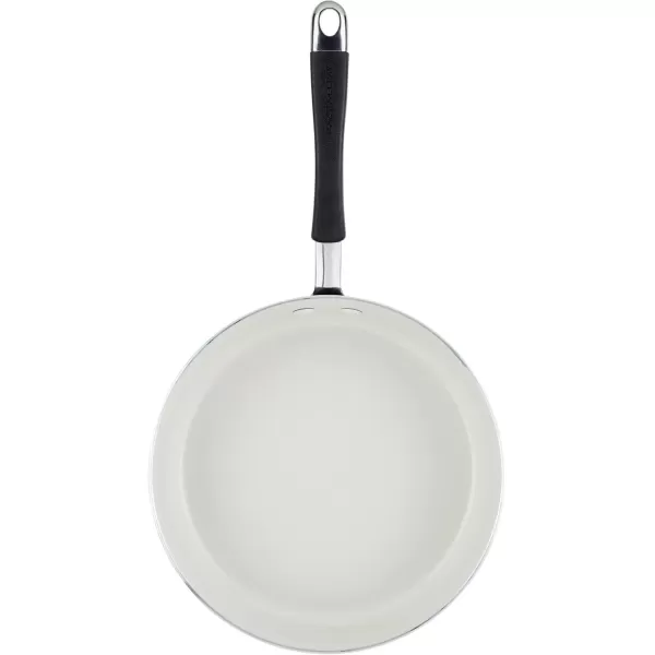 imageRachael Ray Cucina Ceramic Nonstick Saute Pan with Lid 3 Quart Non Stick Sauteuse Pan Dishwasher Safe  AlmondPeppercorn