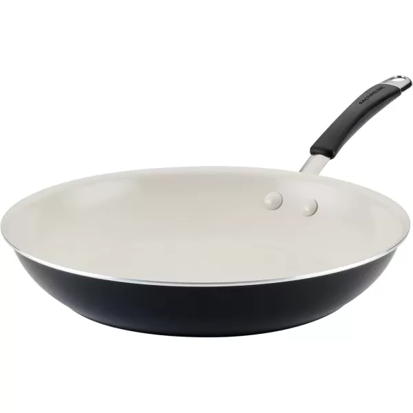 imageRachael Ray Cucina Ceramic Nonstick Saute Pan with Lid 3 Quart Non Stick Sauteuse Pan Dishwasher Safe  AlmondPeppercorn