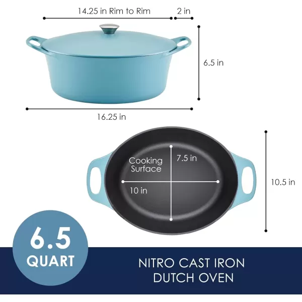 imageRachael Ray NITRO Cast Iron Dutch Oven 65 Quart Agave BlueAgave Blue
