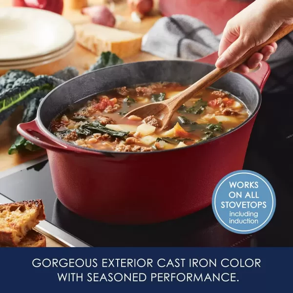 imageRachael Ray NITRO Cast Iron Dutch Oven 65 Quart Agave BlueRed