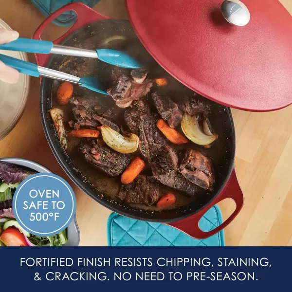imageRachael Ray NITRO Cast Iron Dutch Oven 65 Quart Agave BlueRed