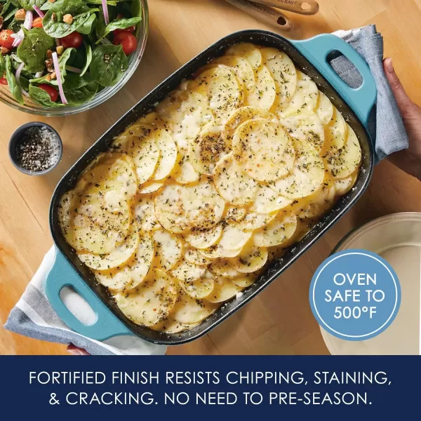 imageRachael Ray NITRO Cast Iron Roasting Lasagna PanBaking Dish RoasterRectangular 9 Inch x 13 Inch RedAgave Blue