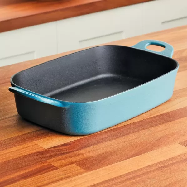 imageRachael Ray NITRO Cast Iron Roasting Lasagna PanBaking Dish RoasterRectangular 9 Inch x 13 Inch RedAgave Blue
