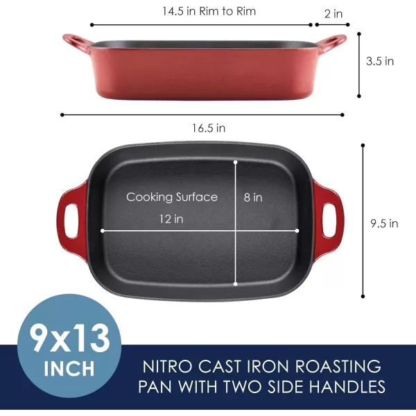 imageRachael Ray NITRO Cast Iron Roasting Lasagna PanBaking Dish RoasterRectangular 9 Inch x 13 Inch RedRed
