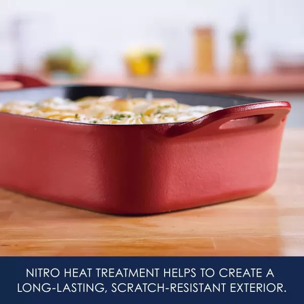 imageRachael Ray NITRO Cast Iron Roasting Lasagna PanBaking Dish RoasterRectangular 9 Inch x 13 Inch RedRed
