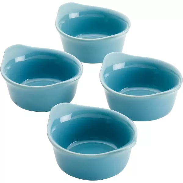 imageRachael Ray Solid Glaze Ceramics Round RamekinsDipping Cup Set 4 Piece Agave BlueAgave Blue