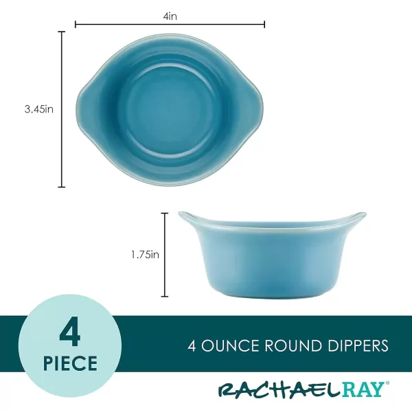 imageRachael Ray Solid Glaze Ceramics Round RamekinsDipping Cup Set 4 Piece Agave BlueAgave Blue