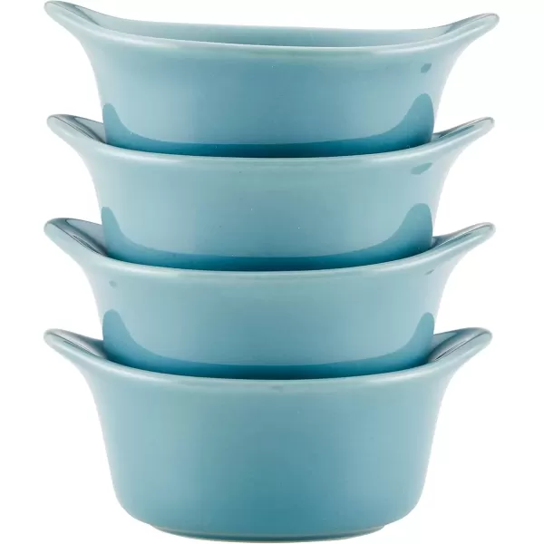 imageRachael Ray Solid Glaze Ceramics Round RamekinsDipping Cup Set 4 Piece Agave BlueAgave Blue