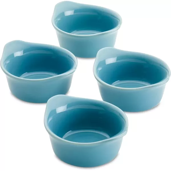 imageRachael Ray Solid Glaze Ceramics Round RamekinsDipping Cup Set 4 Piece Agave BlueAgave Blue