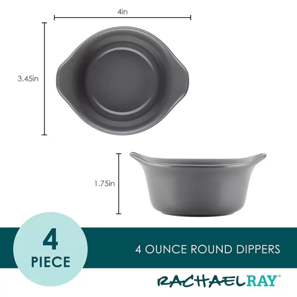 imageRachael Ray Solid Glaze Ceramics Round RamekinsDipping Cup Set 4 Piece Agave BlueGray