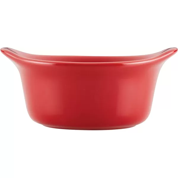 imageRachael Ray Solid Glaze Ceramics Round RamekinsDipping Cup Set 4 Piece Agave BlueRed