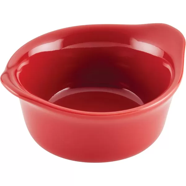 imageRachael Ray Solid Glaze Ceramics Round RamekinsDipping Cup Set 4 Piece Agave BlueRed