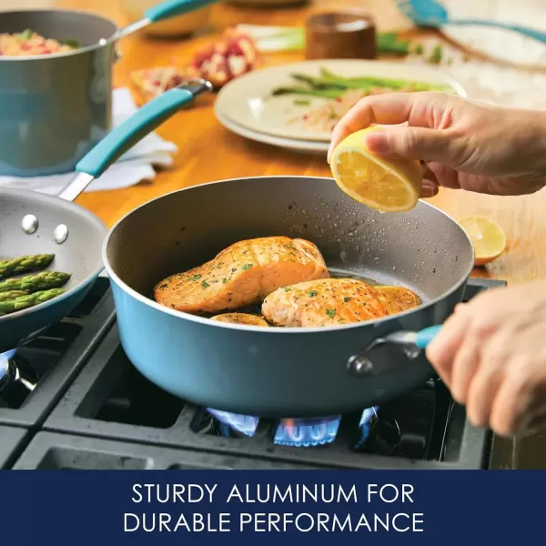 imageRachael Ray  16802 Rachael Ray Cucina Nonstick Cookware Pots and Pans Set 12 Piece Sea Salt GrayAgave Blue