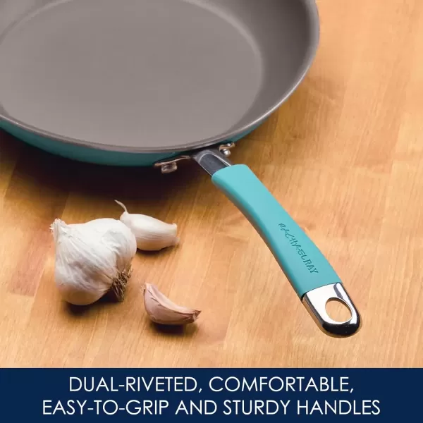 imageRachael Ray  16802 Rachael Ray Cucina Nonstick Cookware Pots and Pans Set 12 Piece Sea Salt GrayAgave Blue