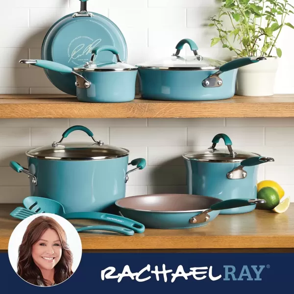 imageRachael Ray  16802 Rachael Ray Cucina Nonstick Cookware Pots and Pans Set 12 Piece Sea Salt GrayAgave Blue