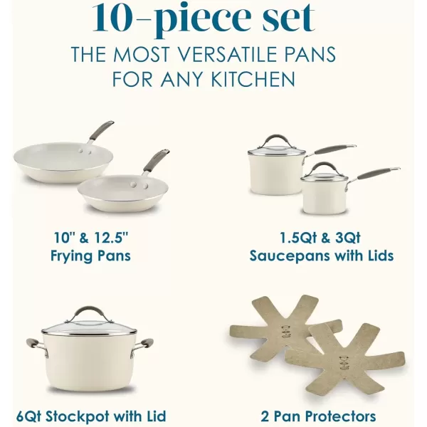 imageRachael Ray  16802 Rachael Ray Cucina Nonstick Cookware Pots and Pans Set 12 Piece Sea Salt GrayAlmond