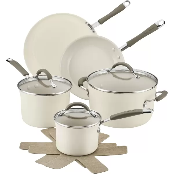imageRachael Ray  16802 Rachael Ray Cucina Nonstick Cookware Pots and Pans Set 12 Piece Sea Salt GrayAlmond