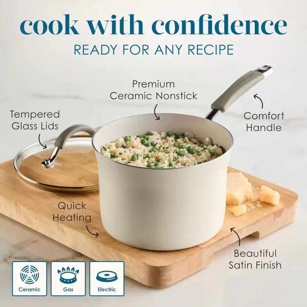imageRachael Ray  16802 Rachael Ray Cucina Nonstick Cookware Pots and Pans Set 12 Piece Sea Salt GrayAlmond