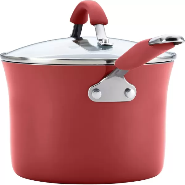 imageRachael Ray  16802 Rachael Ray Cucina Nonstick Cookware Pots and Pans Set 12 Piece Sea Salt GrayCranberry Red