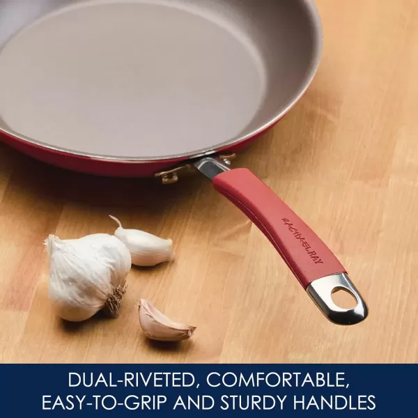 imageRachael Ray  16802 Rachael Ray Cucina Nonstick Cookware Pots and Pans Set 12 Piece Sea Salt GrayCranberry Red